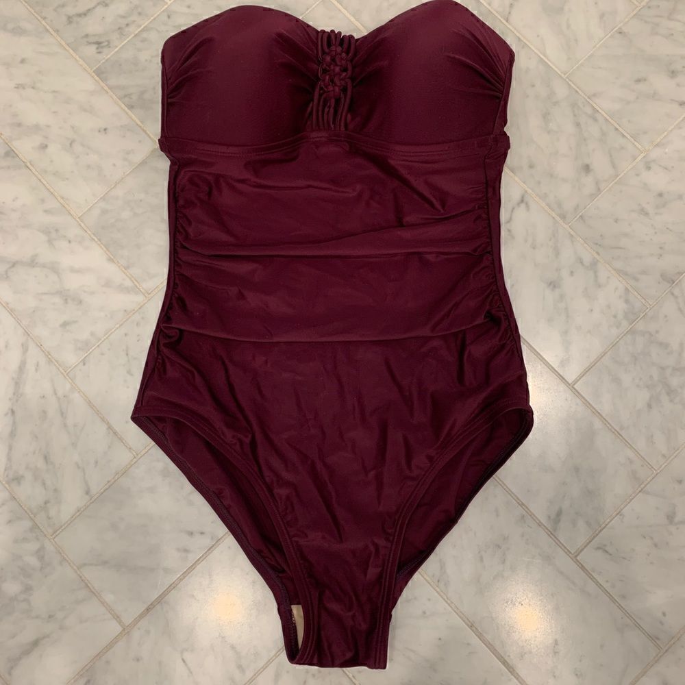 Merona Target brand one piece merlot Swim Suit size Small “host pick” !!!